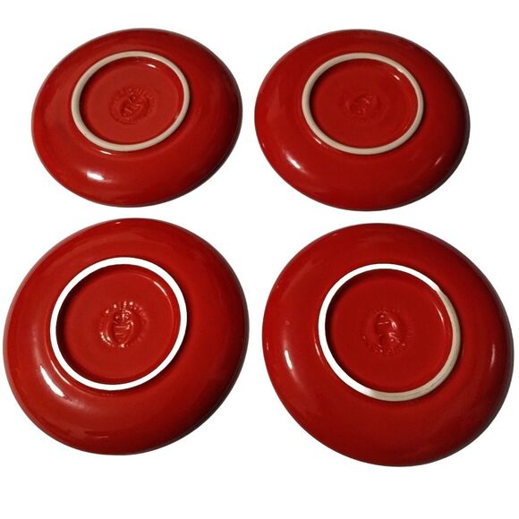 Set of 4 Waechtersbach Germany Red Heart Earthenware Coffee Cup SAUCER Plates - Picture 3 of 10